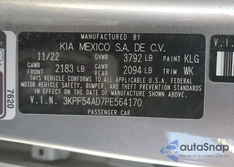 2023 Kia Forte Gt Line from USA, damaged, VIN 3KPF54AD7PE564170
